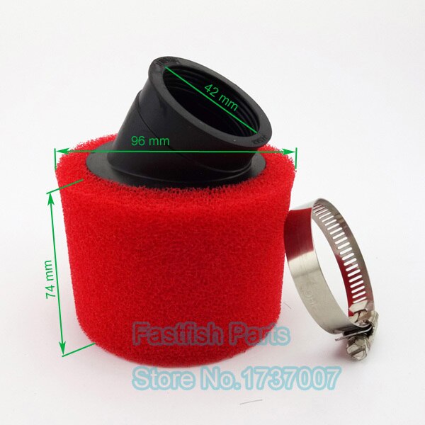 42mm Red Air Filter Foam Angled Dual Foam Pod For 125cc 140cc Pitmotard ATV Quads Pit Dirt Bike Moped Scooter Motorcycles