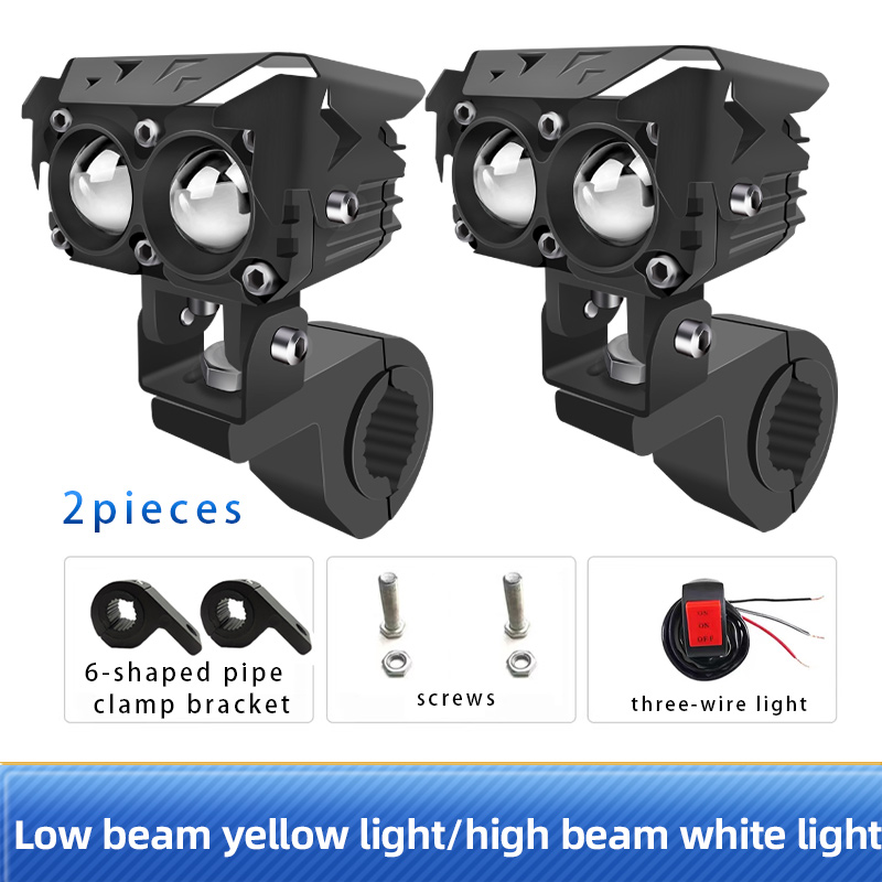 Motorrad LED Strahler Doppel Linsen Weiß Gelb Hallo/Abblendlicht Hilfs Fahren Scheinwerfer OffRoad ATV Arbeit Nebel Lichter 12V 24V: Armee Grün