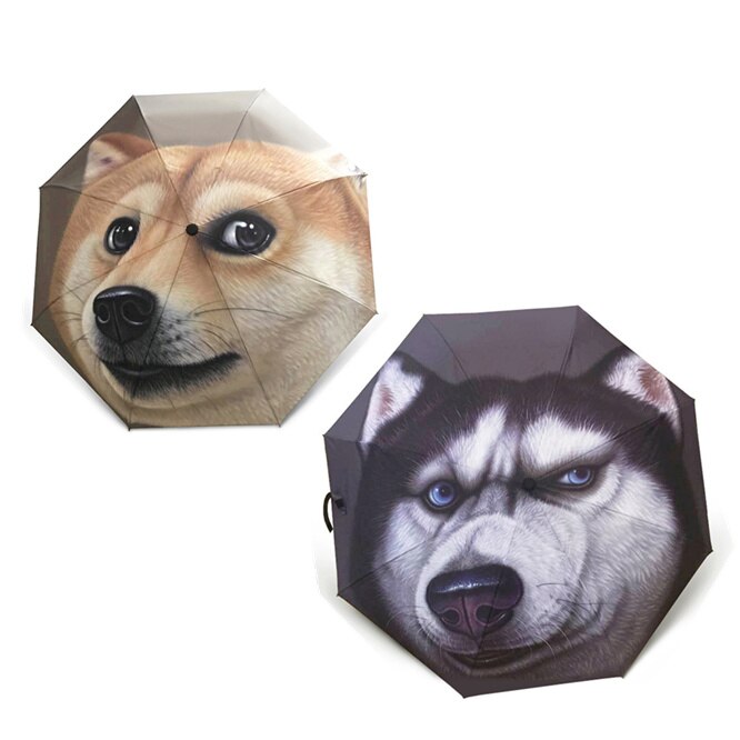 Parapluie automatique à motif de chien Husky | Imprimé, protection contre la pluie et les UV, grand parasol de
