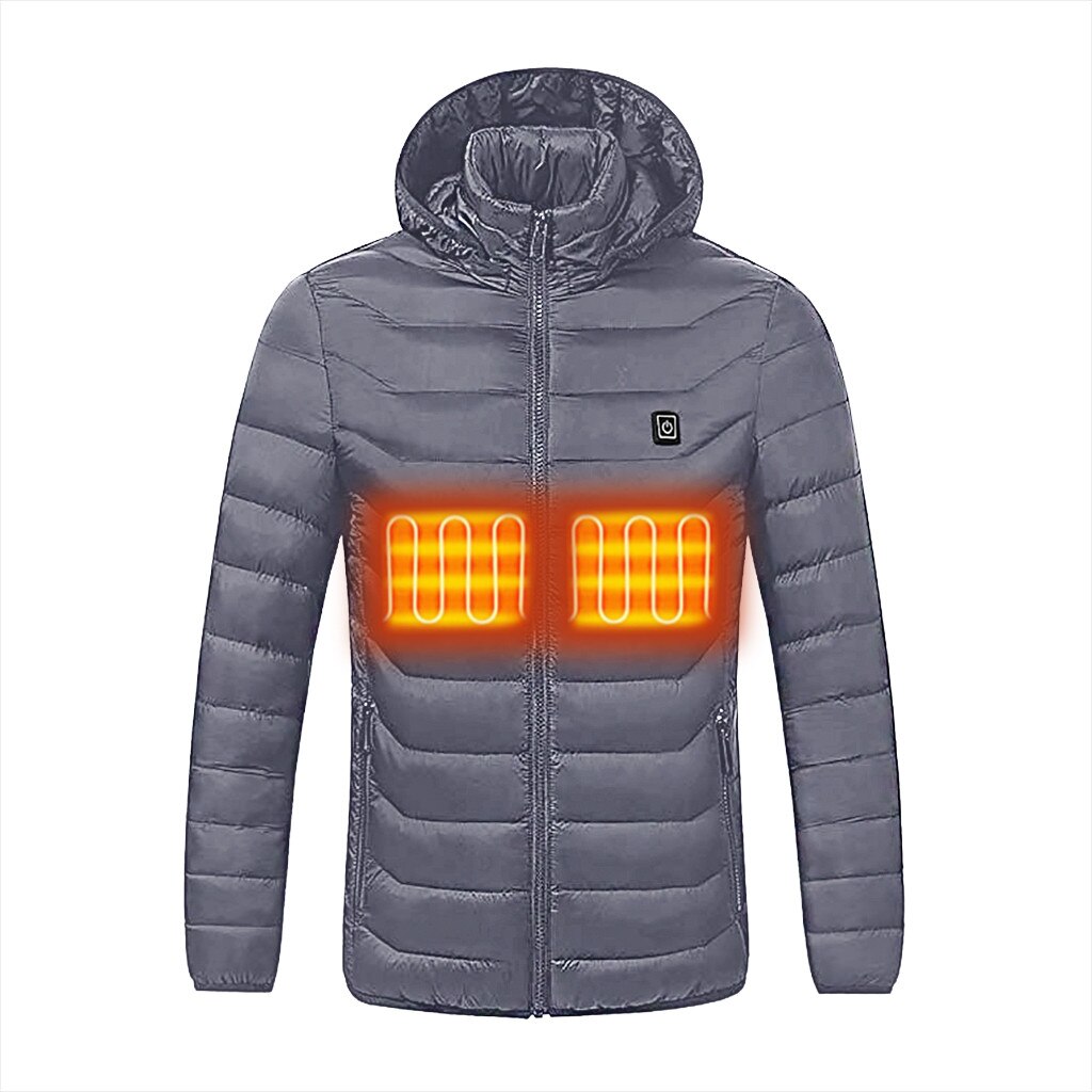 Dames Verwarmde Jas, Winter Heren Dames Dikke Outdoor USB Heater Hooded Winddicht Elektrisch Verwarmde Jas, Thermische Kleding Voor Dames (Color : Red, Size : XL