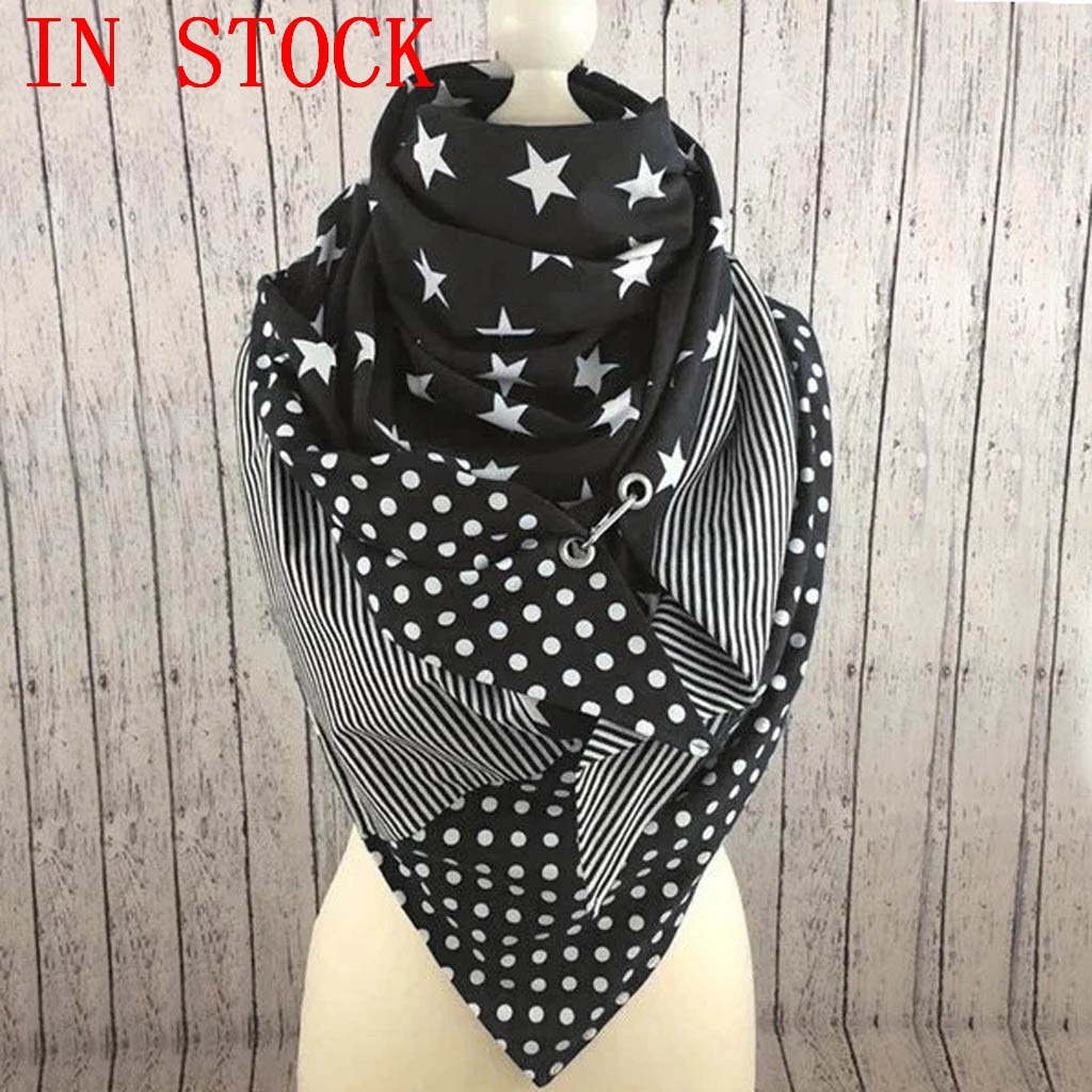 Warm Bandana Foulard Brand Scarf Women Star Plaid Winter Scarf Cashmere Scarves Lady Pashmina Shawl Wrap Neck