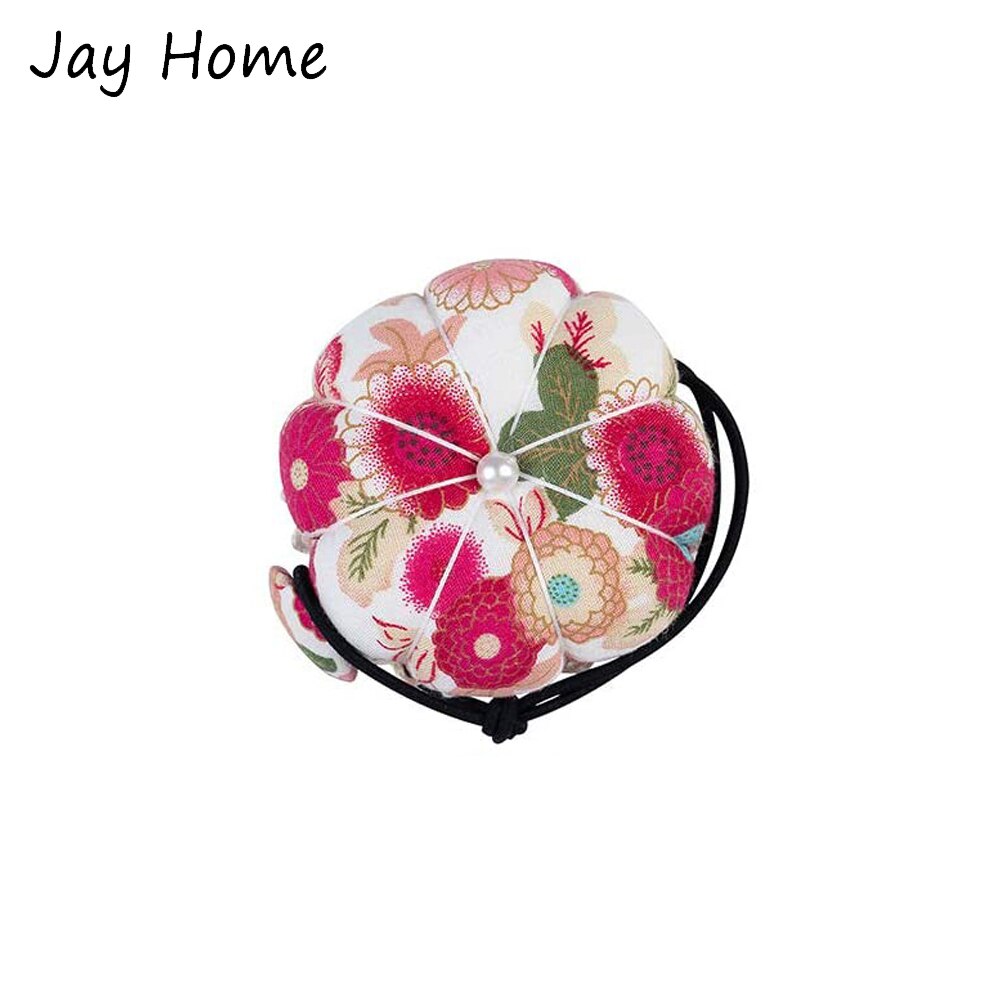 1PC Sewing Pin Cushion Wearable Wrist Pincushions Cute Floral Wooden Base Needle Pin Cushions Holder for Needlework Craft: Dark Grey
