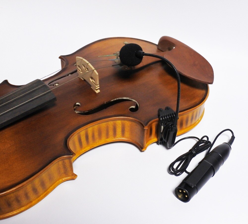 4/4 akustisk violinfiol svanehals klip på kondensatormikrofon med xlr phantom power converter forforstærker instrument mikrofon