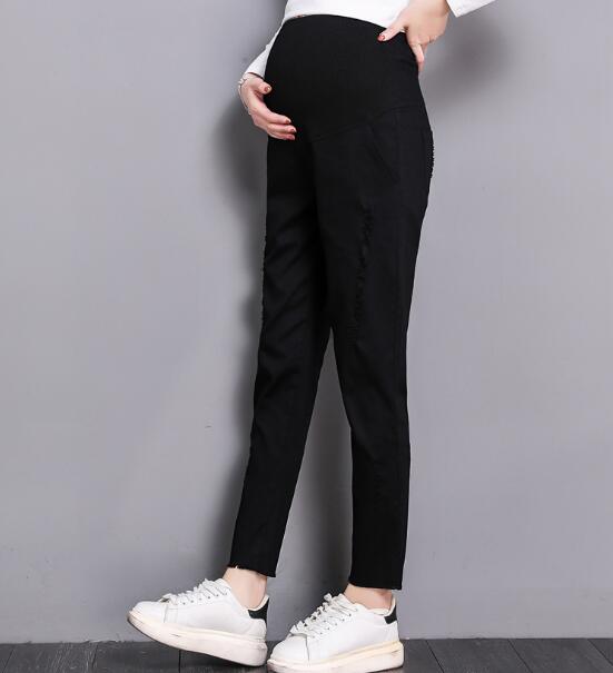 Fdfklak Caprihose Schlauch Kleidung für Schwangere Frauen lässig Hosen Lange Mutterschaft Hosen Frühjahr Herbst Schwangerschaft Hosen: Schwarz / XL