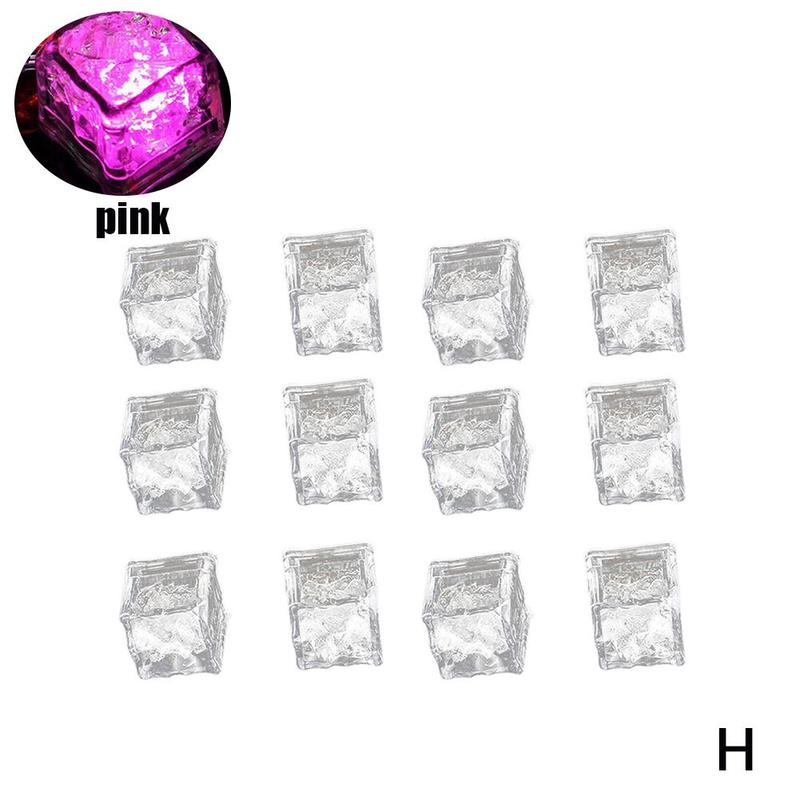 Cubo de hielo brillante para fiestas, Bola de neón parpadeante, suministros de vino para vacaciones, decoración de Navidad, luz de boda, 12 Uds.: H