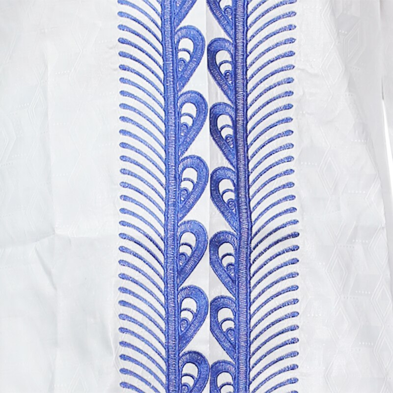 H & D Africain hommes blanc vêtements Dashiki chemise pantalon costume Robe Bazin Brode Riche pantalon ensemble Boubou Africain Homme PH8090