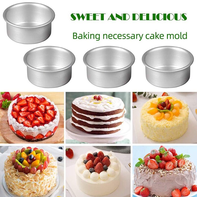 4 Stuks Mini Cake Pan 4 Inch Aluminium Ronde Taart Pannen Met Verwijderbare Bodem Voor Cake Bakken