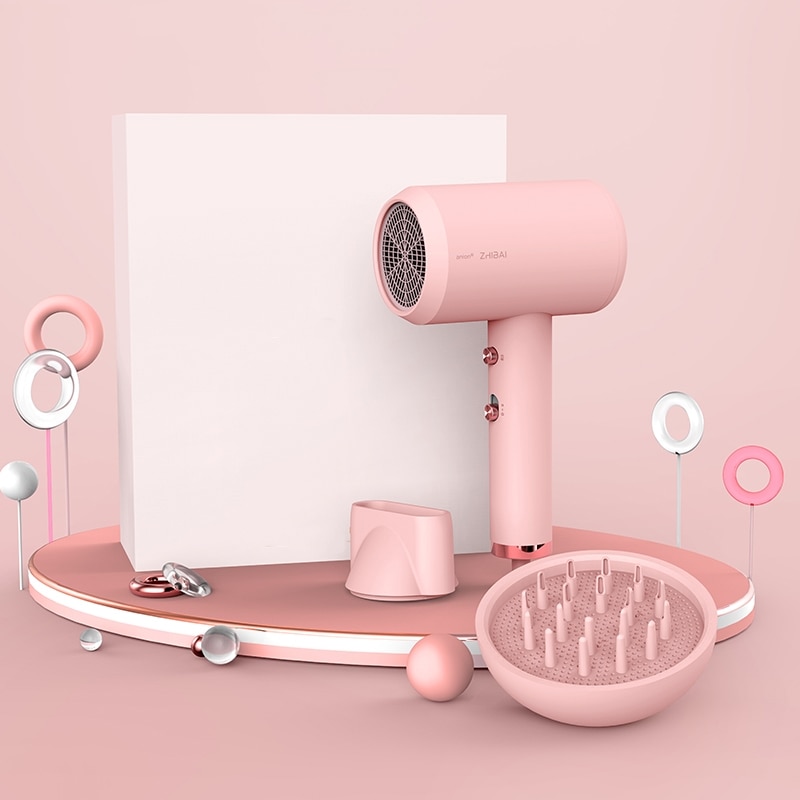 ZHIBAI Anion Hair Dryer For Hair Temperature Mi Blow Dryer for Home Travel Dryer Portable