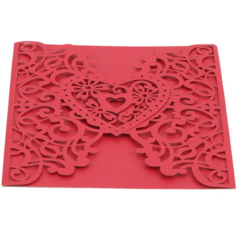 Openwork Wedding Invitation 10 Pieces Of European-Style Wedding Paper-Cut Invitations Greeting Cards Wedding Party Supplies: Heart shaped big red