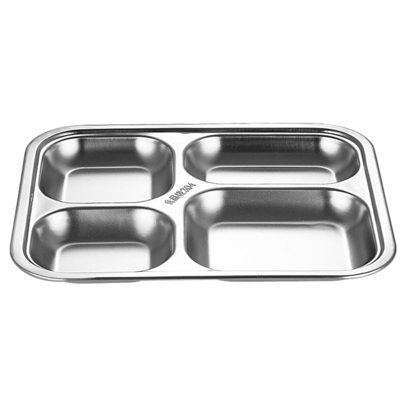 Stainless Steel Divided Dinner Tray Lunch Container Food Plate for School Canteen 3/4/5 Section: 04