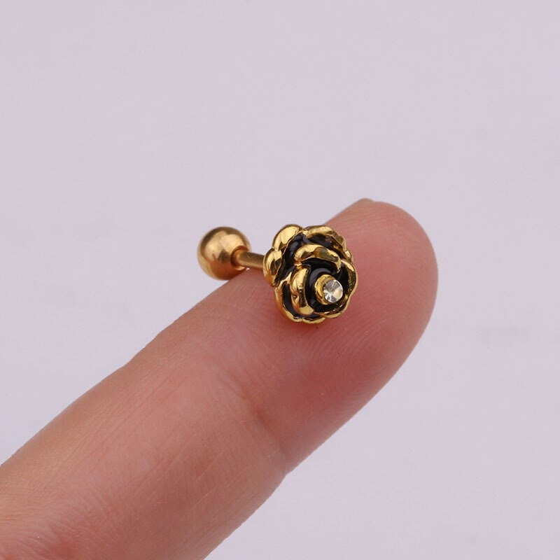 1Pc Goud Zilver Kleur Rvs Oor Kraakbeen Helix Schroef Terug Earring Stud Cz Tragus Roek Conch Piercing Sieraden: gold  style 07