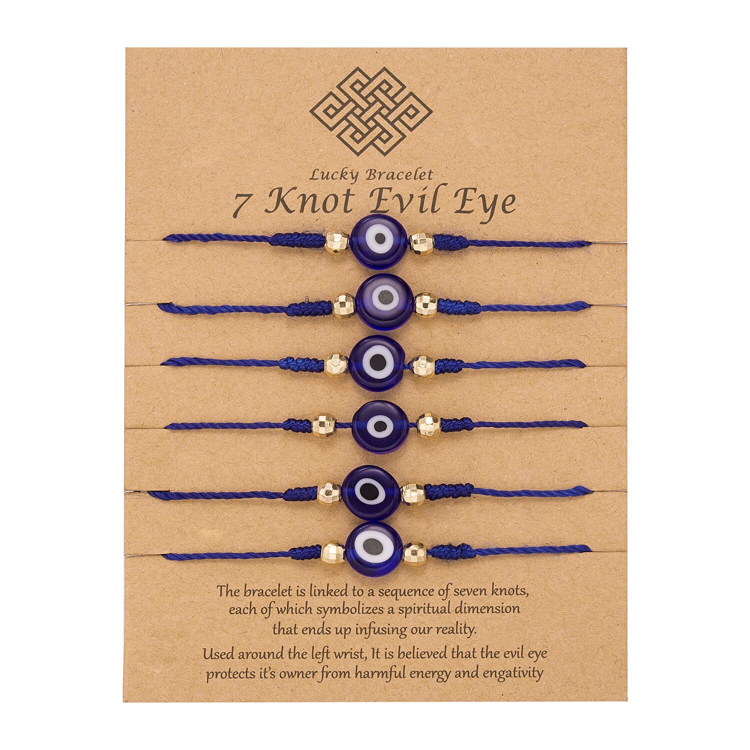 Trendy 6 Stks/set Turkije Evil Eye Knopen String Armband Voor Vrouwen Handgemaakte Geweven Touw Rood Zwart Lucky Vriendschap Kids Sieraden: Blue Rope