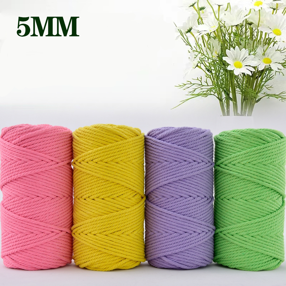 5mm Katoen Macrame Koord Gekleurde Touw Draad Macrame Materialen DIY Ambachten Gehaakte String voor Kerst Bruiloft Woondecoratie