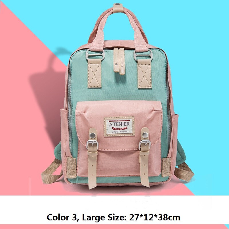 Mädchen-Rucksack aus Segeltuch mit Krapfen-motiv, schülerinnen-Rucksack in bonbonfarben, wasserdicht, schulrucksack, freizeit-reiserucksack, mochila feminina: Große 5