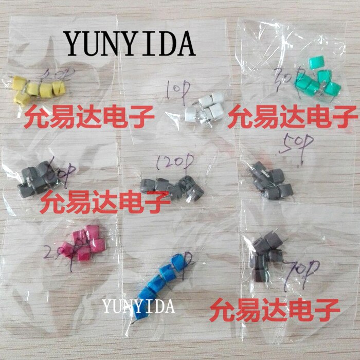 45pcs Variable Trimmer capacitor Assorted Kit JML06 5pf 10pf 20pf 30pf 40pf 50pf 60pf 70pf 120pf Adjustable capacitors set pack