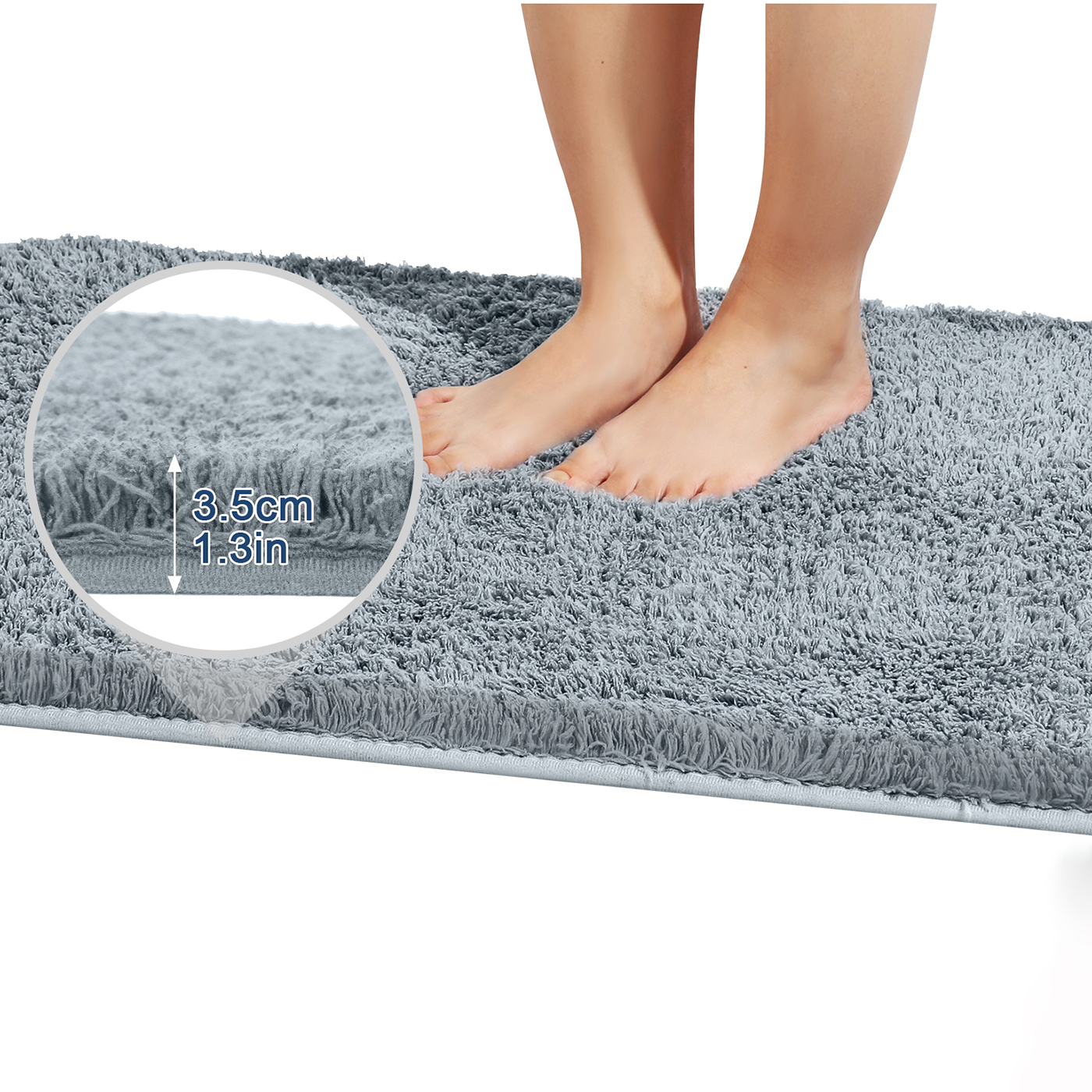 Badeværelsestæppe skridsikre bademåtter absorberende badeværelsesmåtte blød mikrofiber fodmåtte fluffy plys shaggy badeværelsestæpper og gulvmåtter