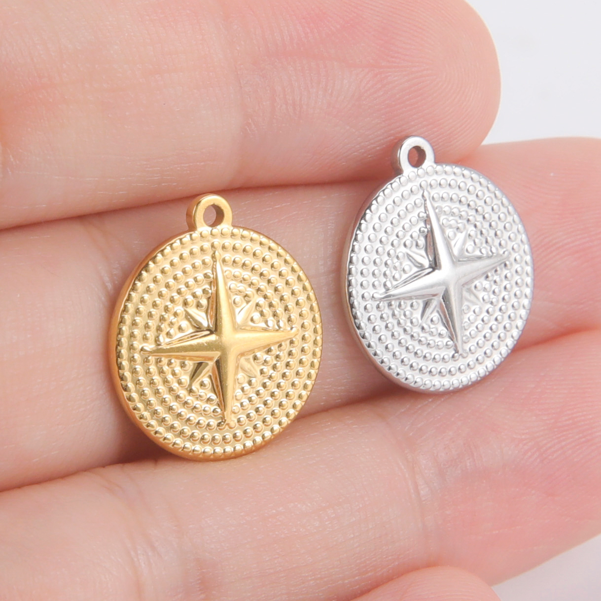 Teamer-abalorios de acero inoxidable con forma de estrella del Norte para joyería, Mini colgante de , suministros de fabricación de joyería DIY, 5 piezas,: Oro / COLOR ORO ROSADO