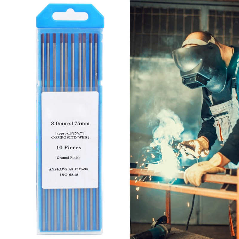 10pcs WES TIG Tungsten Electrode Purple Tip Welding Rods Consumable 0.12 x 6.9in