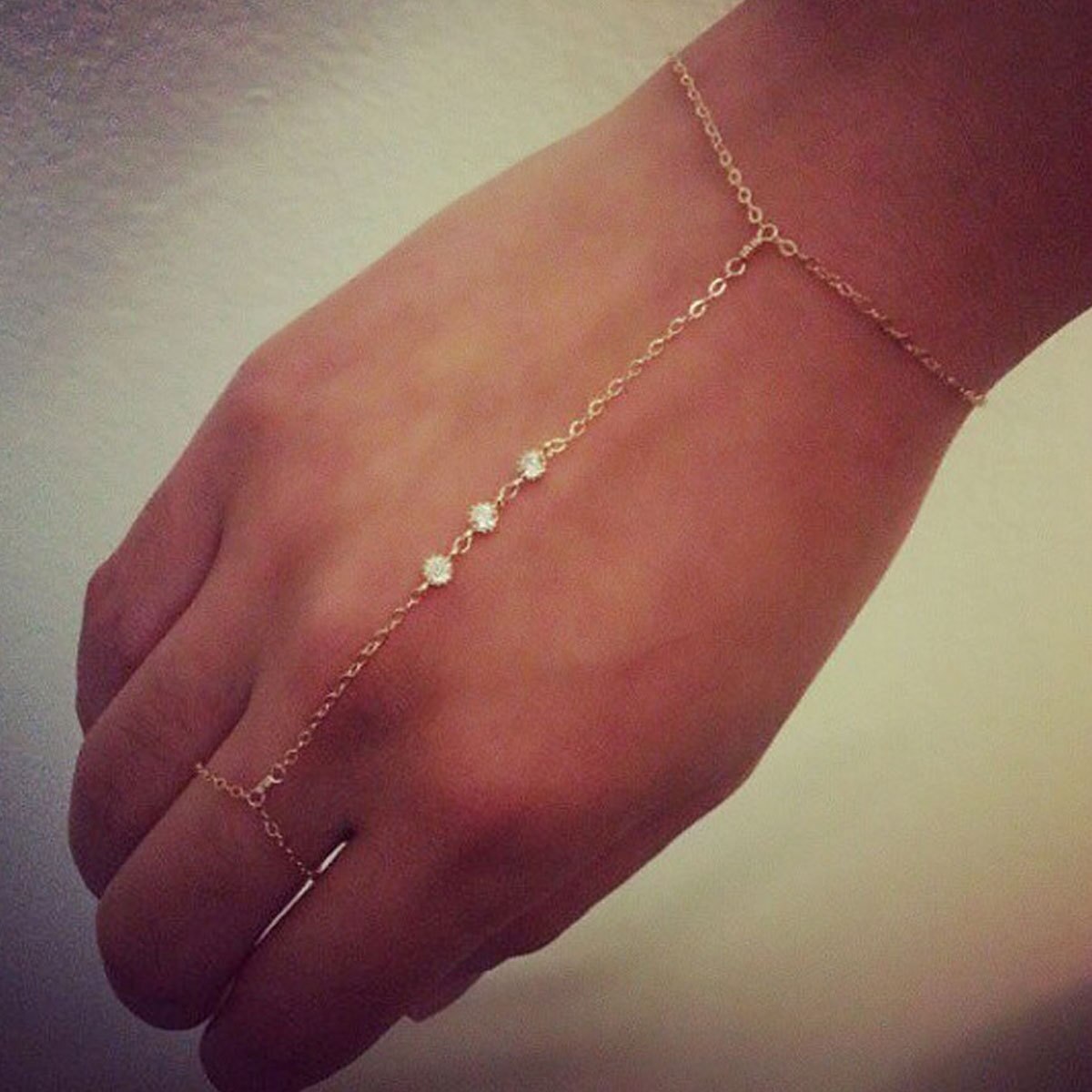 Gold Snake Wrist Chain Bracelet Butterfly Moon Star Pendant Connected Metal Finger Ring for Women Hand Jewelry: 10 GOLD