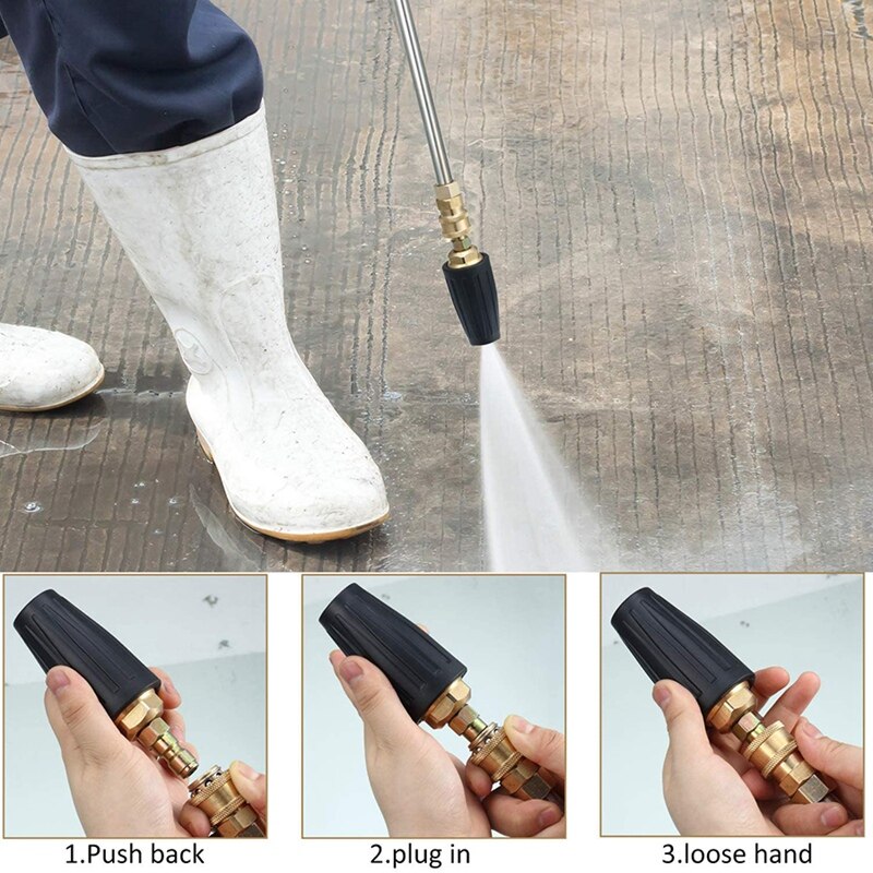 Pressure Washer Accessories Kit, Pressure Washer Rotating Turbo Nozzle 4000PSI , 1/4 Inch Quick Connect Pivoting Coupler