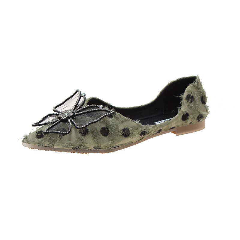 Vlinder Slip Op Loafers Dames Schoenen Comfortabele Rubberen Platte Schoenen Vrouwen Casual Schoenen Rubber Vrouwen Flats Herfst Vrouwen Schoenen: green / 4