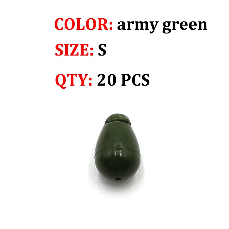 20 Stuks Karpervissen Quick Change Kralen Voor Karpervissen Rigs Methode Feeder Karper Accessoires Vissen Haak Kralen Karper Apparatuur: army green-Size S