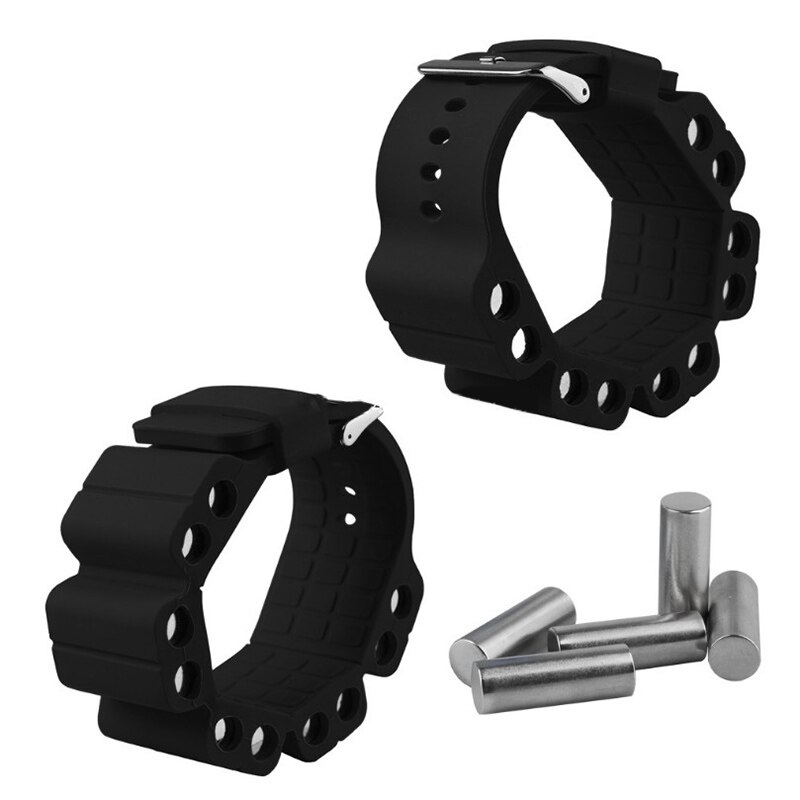 2pcs Adjustable Silicone Yoga Pilates Weighted Bracelet Wrist Weight For Fitness Exercise Walking Jogging Yoga Gym Sweatband: Black