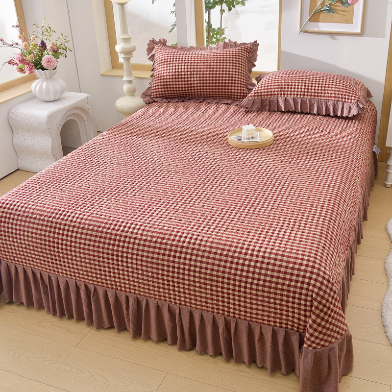 Enkelt sengeteppe til dobbeltseng, jenter og gutter, sengetøy, teppe, tykkere laken, 침대커버 (putetrekk må bestilles): 180*220cm / Rød