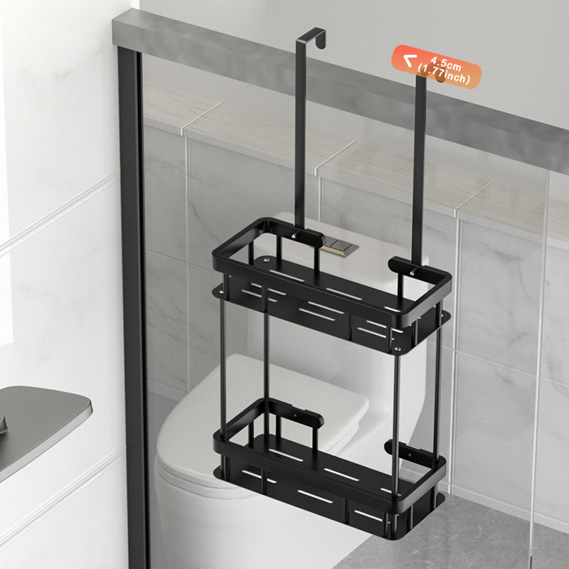 1pc Over The Door Shower Caddy, Bathroom Storage Rack, Bathroom Hanging Shelf, Double Layer Shower Shelf, Bathroom Caddy Organiz