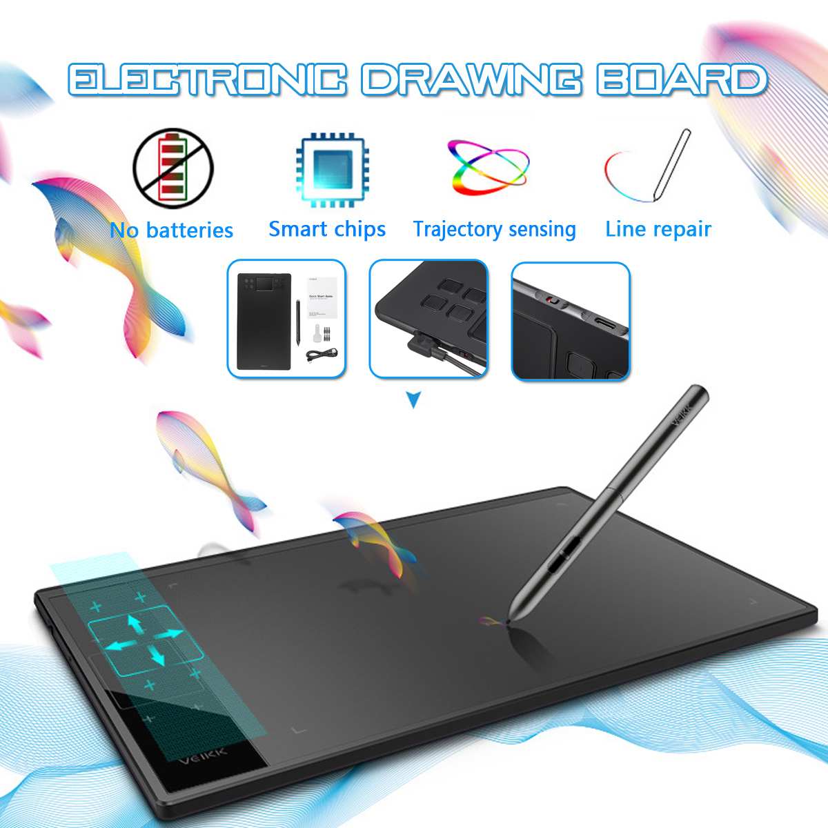 VEIKK A30 Portable Graphics Drawing Tablet Digital Drawing Pad For Online Teaching Learning Pressure Sensitivity 10x6 Inches