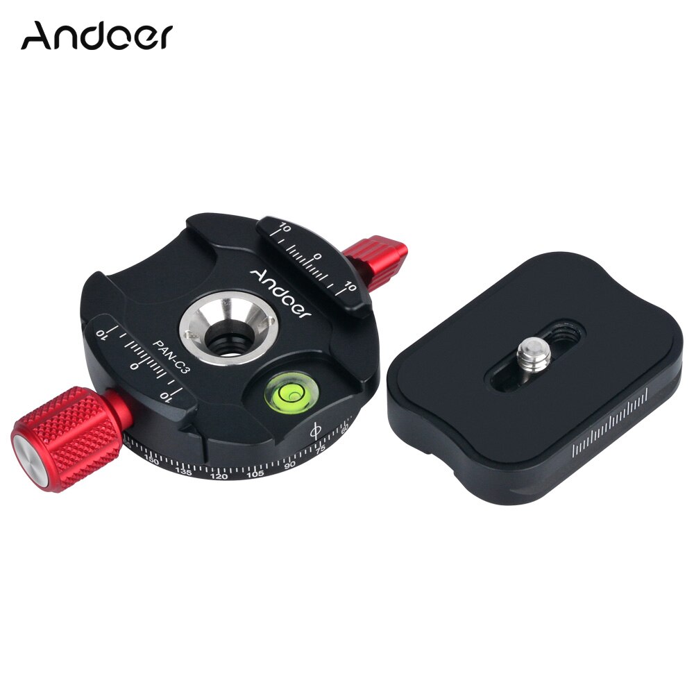 Aluminium Andoer PAN-C3 RES Statiefkop Clamp Adapter met Quick Release Plaat voor Arca-Swiss ALS Standaard Platen 3 kleuren