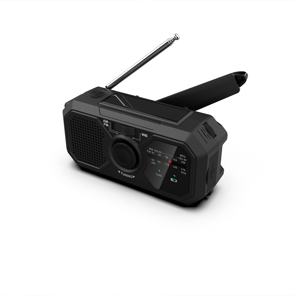 Bærbar am/fm-radio, nødradio, solcelledrevet dynamo-vejrradio, genopladelig lommelygte-powerbank, usb-telefonoplader: Default Title