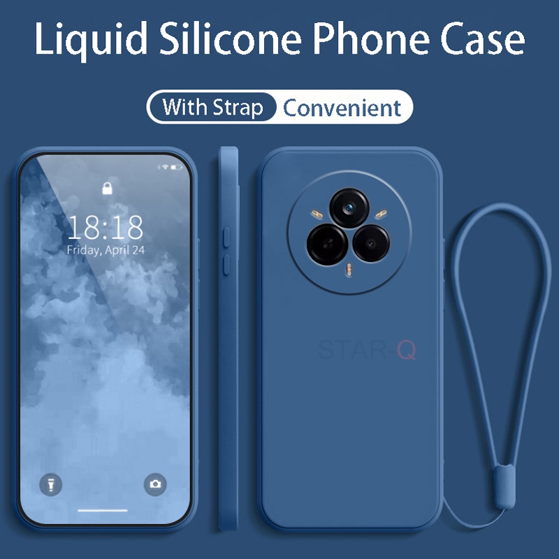 Realme 14 realme 13 realme 12 original strap liquid silicone phone case for oppo realme 14 13 12 11 pro plus lanyard back cover