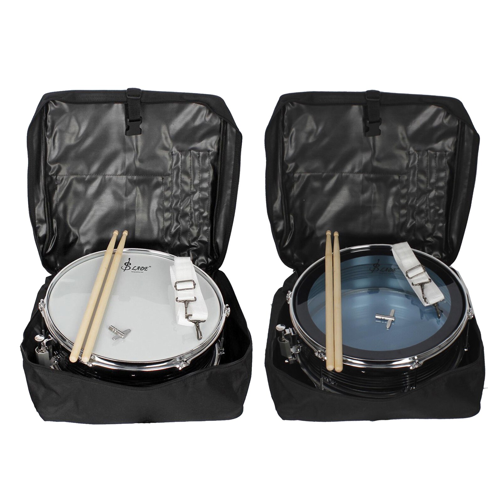 Snare Drum 14" Stailess Steel Chrome Percussion W/ Drumsticks with Bag