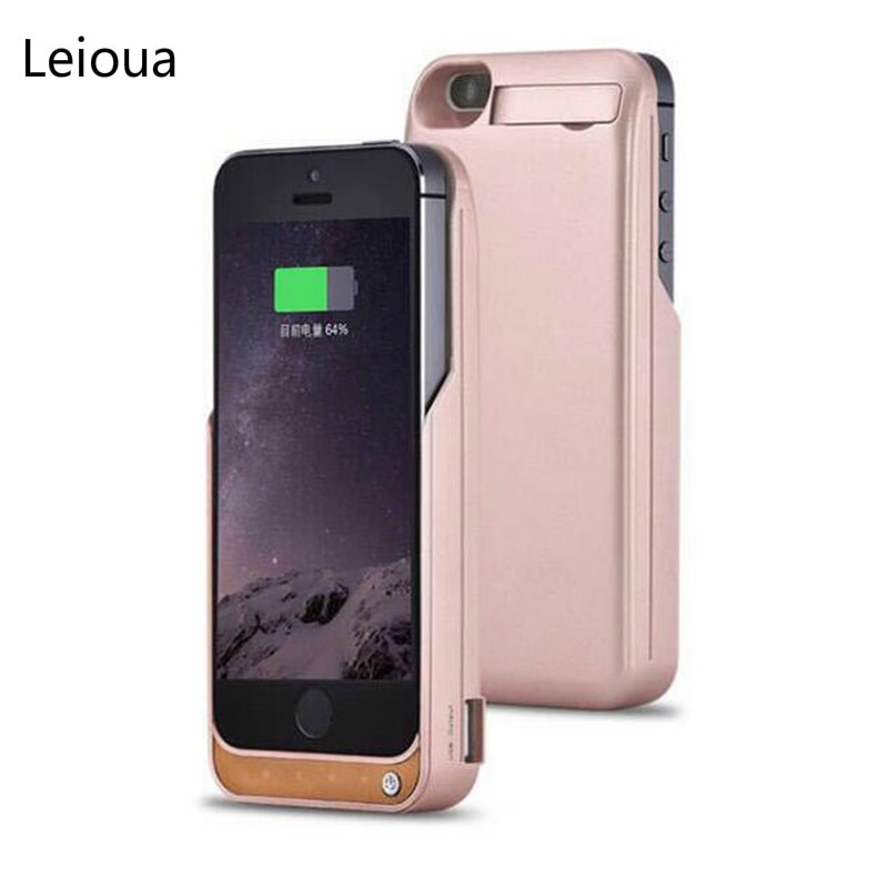 Leioua-cargador de batería externo portátil, funda de carga de batería para iPhone 5 5S SE, 4200mAh