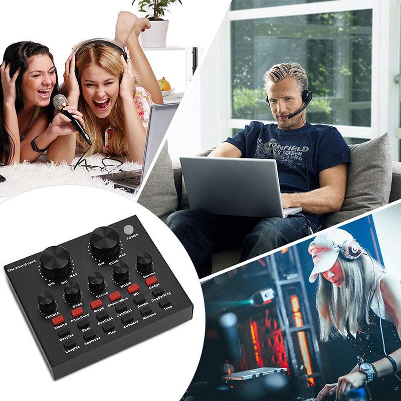 6 Modus Opties/6 Soorten Gameplay/3 Soorten Voice Veranderingen Geluidskaart Voice Changer V8 12-Mode Cool Live Geluidskaart