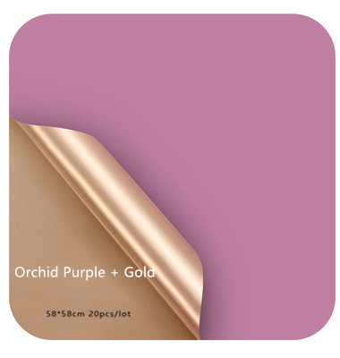 Luxury Gold Reversible Floral Wrapping Paper Waterproof Flower Arrangement Wrapping Paper Party Wrapping Paper Film: Orchid Purple-Gold