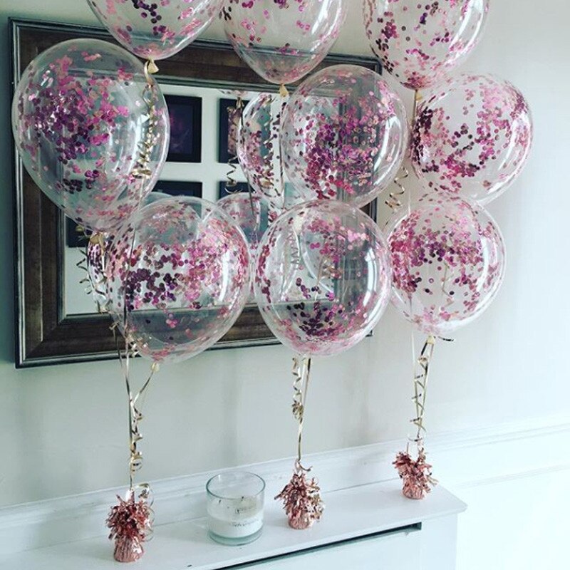 5 stk. 12 tommer konfetti latex ballon romantisk bryllupsdekoration helium luftkugler tillykke med fødselsdagsfest forsyninger
