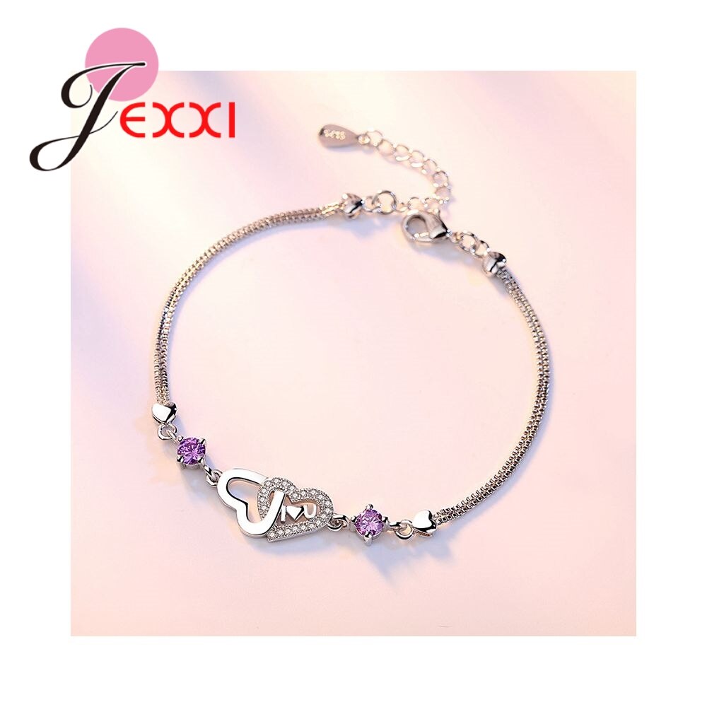 Di alta Qualità in Argento sterlina 925 Cuori A Forma di Sereno CZ Braccialetti per Le Donne di Cerimonia Nuziale Della Sposa Del Partito di Nuovo Cinturino dell'orologio migliore Regali