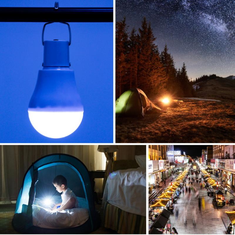 LED Solar Pendant Light Outdoor Solar Light Bulbs With Cable Garden Yard Solar Shed Lights Camping Tent Lamp Indoor Solar Lamps