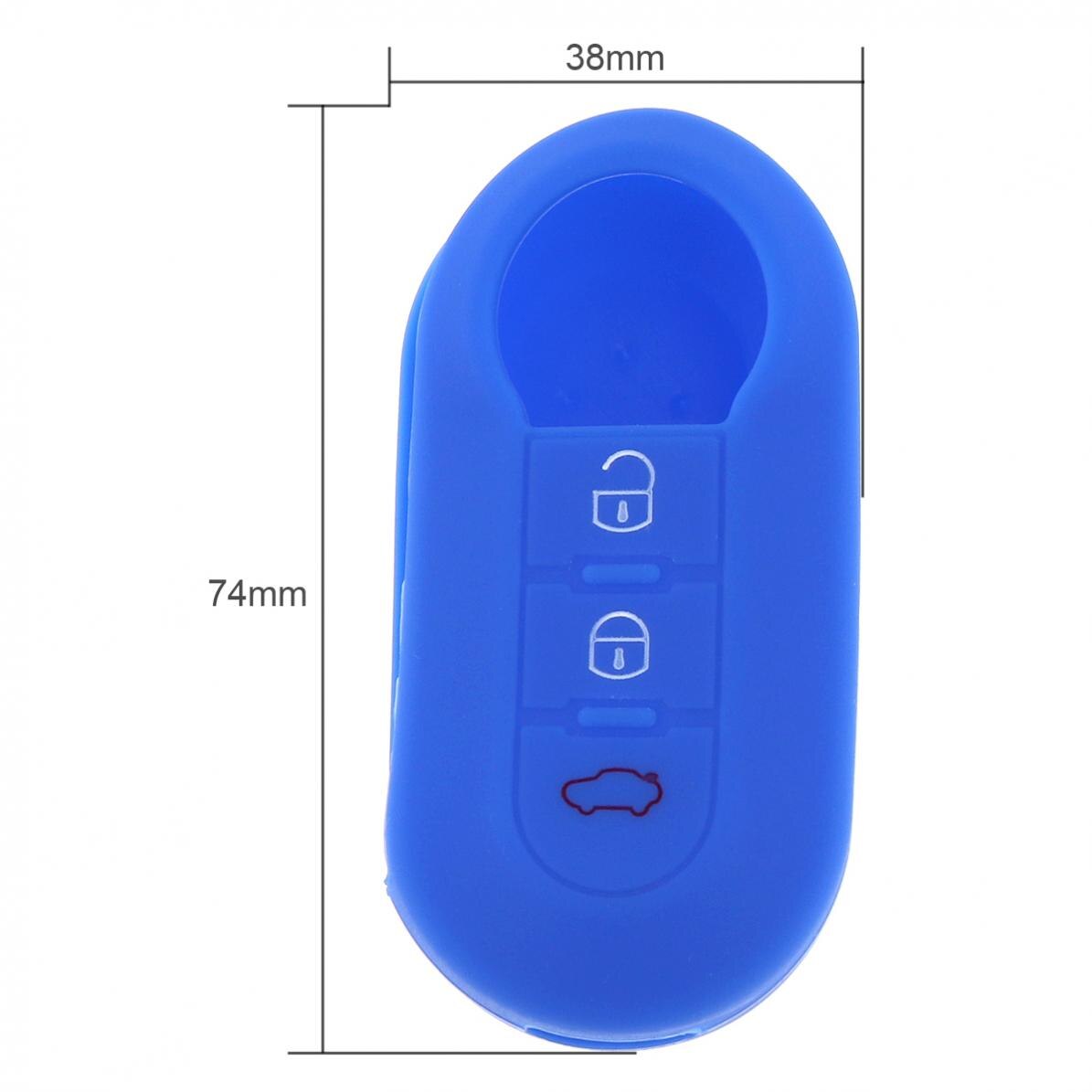 1 pc housses de clé de voiture universelles 6 couleurs 3 boutons en silicone vert pliable noir rouge bleu étui à clé adapté aux voitures fiat 500