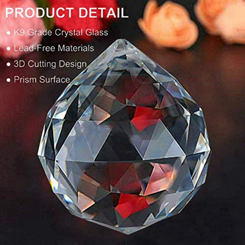 AYHF-10 Pcs Clear Crystal Ball Prism Suncatcher Rainbow Pendants Rainbow Maker Hanging Crystals Prisms for Window Decoration 40m