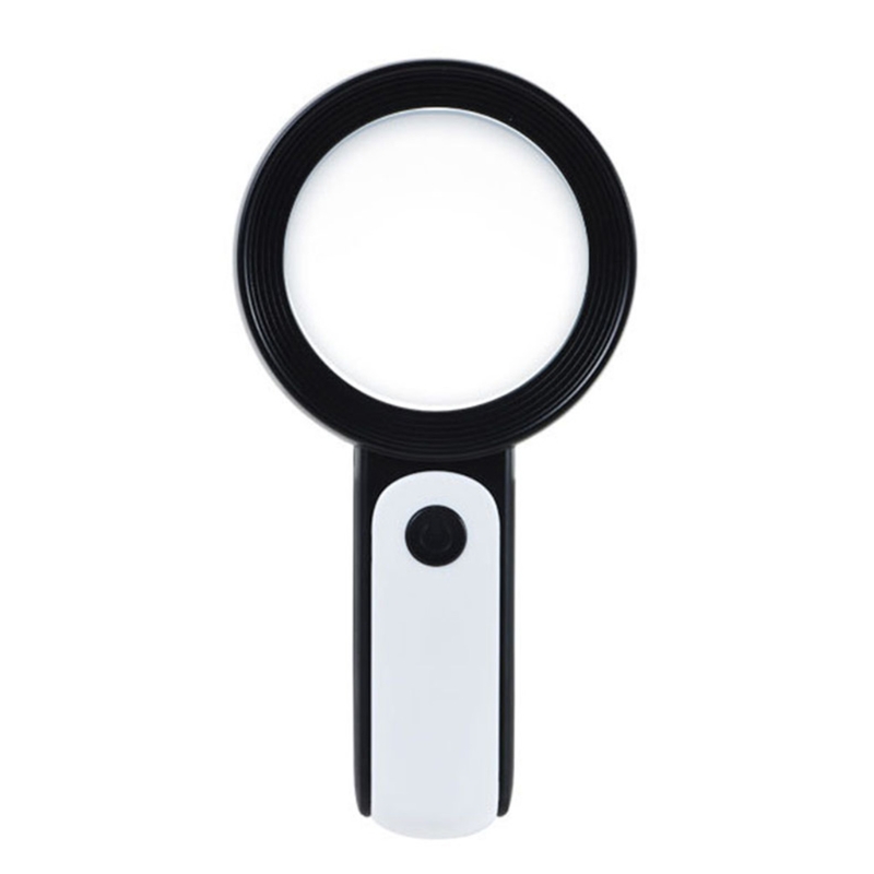 Lighted Magnifying Glass-10X Hand held Large Reading Magnifying Glasses with 12 LED Illuminated Light for Seniors, Repair, 55KD