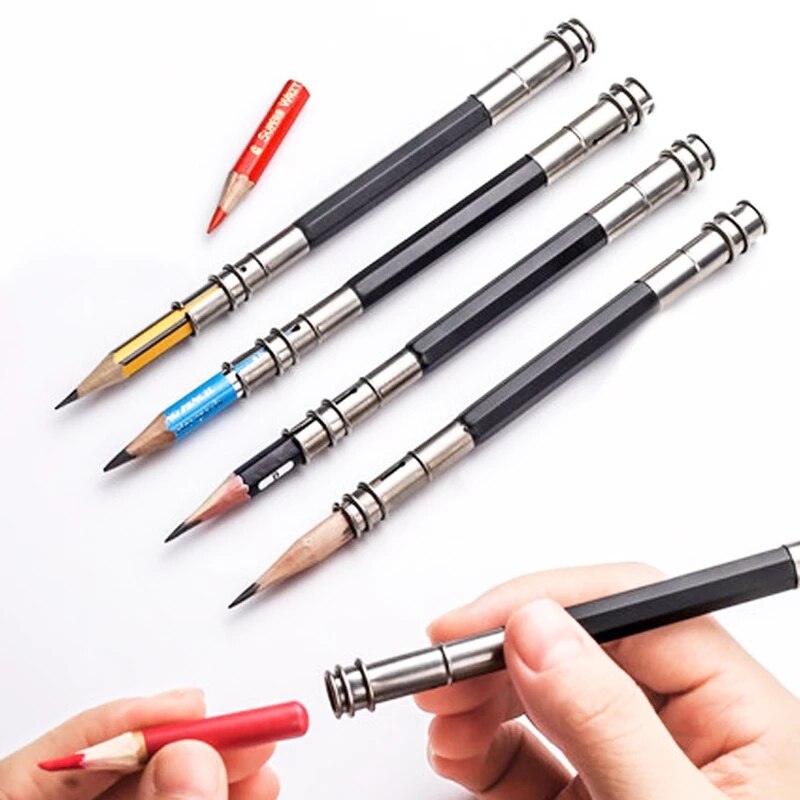 Porte-crayon réglable à double tête/simple tête, 1 pièce, extension pour croquis, école, bureau, peinture, outil d'écriture artistique pour