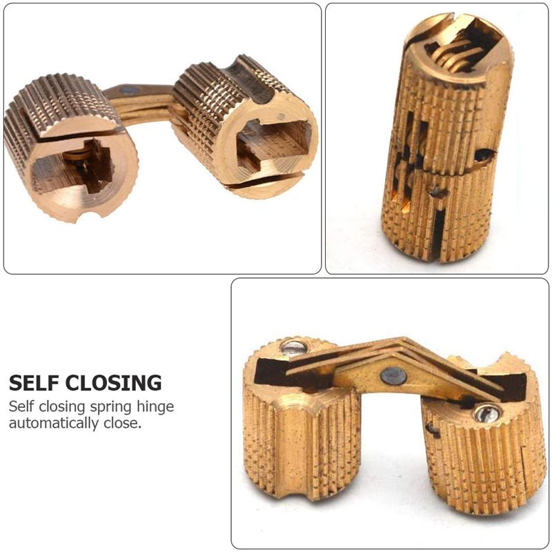2pcs Heavy Duty Copper Hinge Cylindrical Spring Hinges for Door Box (12MM)