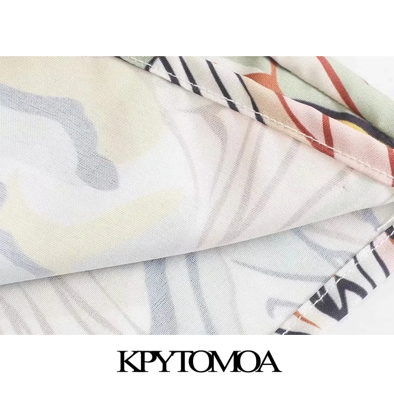 Kpytomoa dames chique geprinte geplooide midi-jurk vintage geknoopte hals lange mouwen damesjurken vestidos mujer