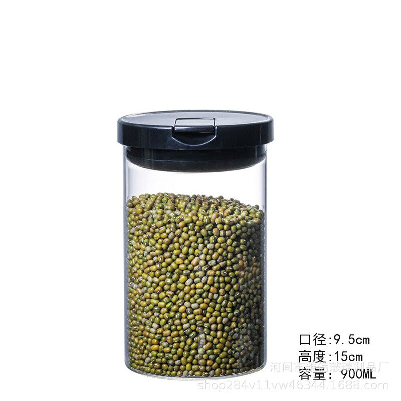 Cylindrical Transparent Glass Storage Tank Sealed Bottle Moisture-proof Food Grain Tank Kitchen Utensils Candy Tea Box: K
