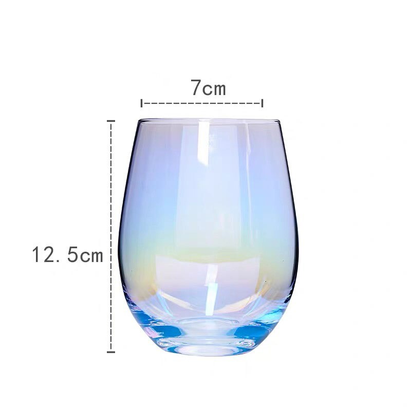 Vidrio de arcoíris coctel Copa el desayuno, té de la leche jugo de café vino Oficina hogar cristal transparente taza de agua Vasos: B