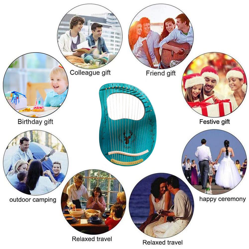 16 String Lyal Harp Portable Mahogany Lyre Harp Beginner Mahogany 16 String Harp Musical Instrument Harp With Tuning Lever