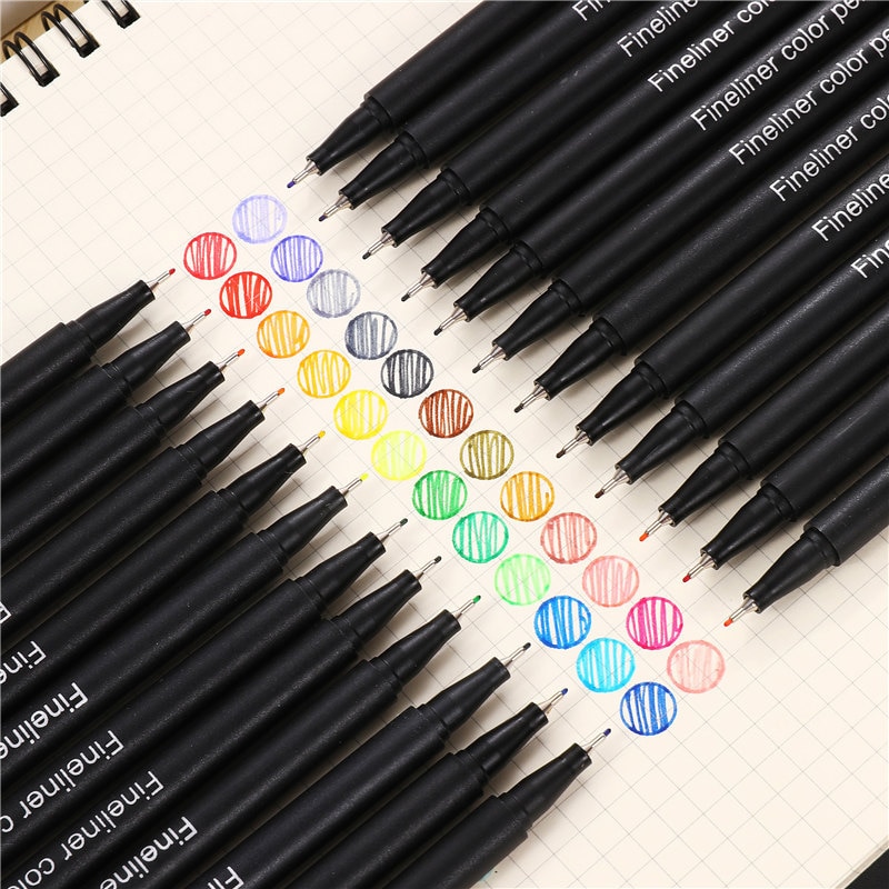 0.4mm Fineliner Pens 12/24/36/48/60/100Pcs Colored Art Marker Pens School Drawing Pen Set Cute Ink Pen Art Supplies